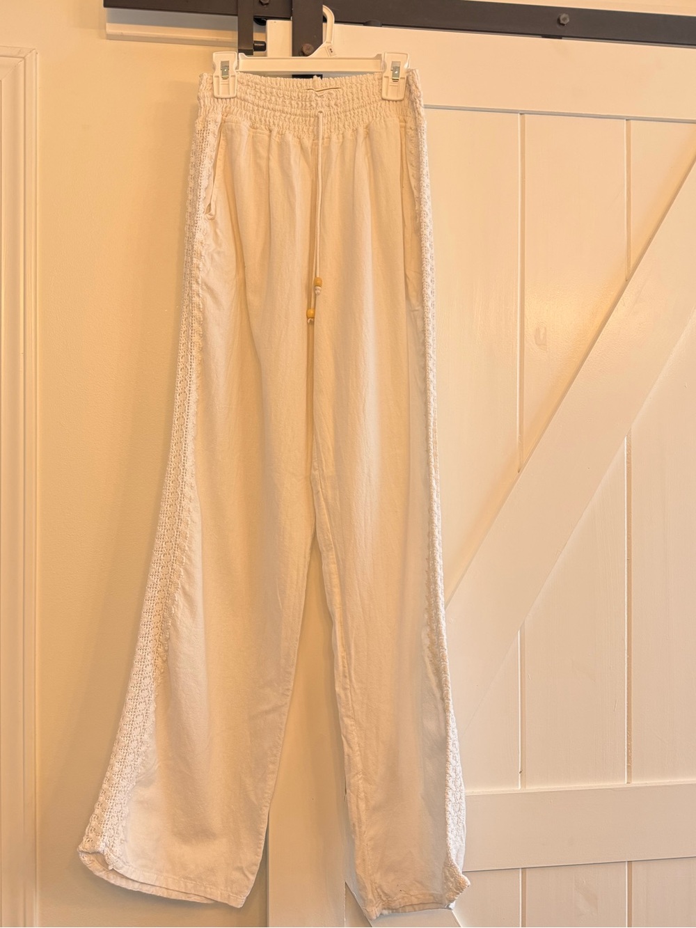 White Wide Leg Drawstring Pants